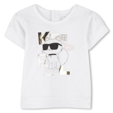 KARL LAGERFELD Playera con short para bebe niña rosa y blanco